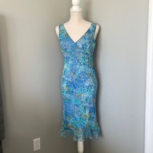 Blue chiffon floral slip dress